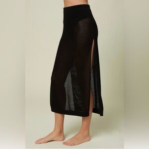 O’NEILL Louise Black Mesh Double High Slit Swim Cover Skirt